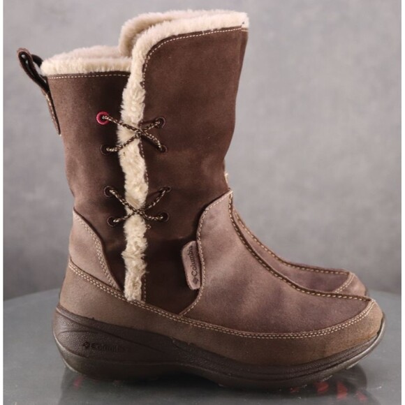 Columbia Delancey Women's Water Resistant Winter Boots Size 6 Faux Fur Suede - Picture 3 of 13
